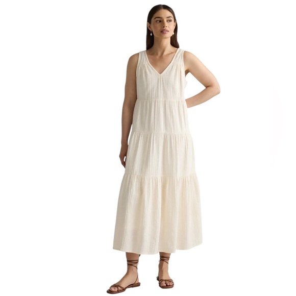 Quince Dresses & Skirts - Quince 100% Organic Cotton Gauze Tiered Maxi Dress S Vintage Cream Vacation NWT